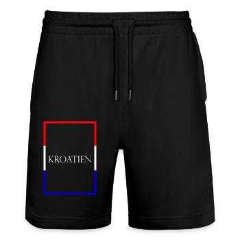 Croatia Statement Lettering with Flag - Stanley/Stella Trainer Unisex Organic Jogging Shorts - black - Front - Nik (191cm) & Marisol (170cm)