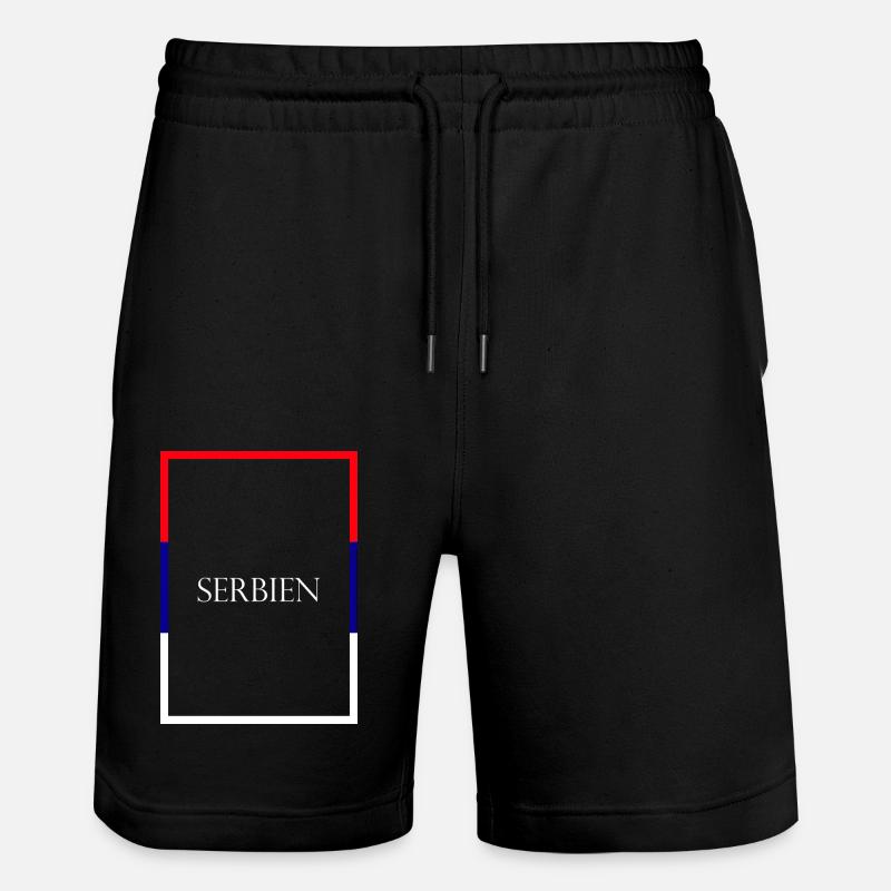 Serbien Србија, Statement Schriftzug mit Fahne - Stanley/Stella Unisex Bio Joggingshorts Trainer  - Schwarz