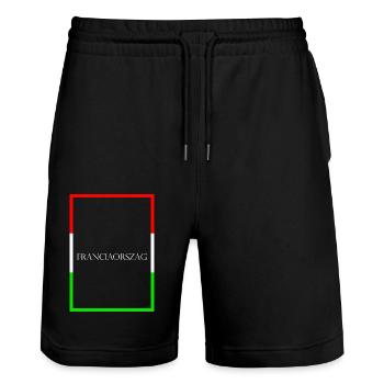 Hongrie Franciaország Drapeau de lettrage de déclaration - Short de jogging bio TRAINER Stanley/Stella unisexe - noir - Devant - Nik (191cm) & Marisol (170cm)