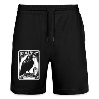Occult Spirit Raven Pendulum - Stanley/Stella Trainer Unisex Organic Jogging Shorts - black - Front - Nik (191cm) & Marisol (170cm)
