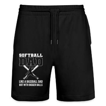 Softball Joueur de softball Père Fête des pères Papa - Short de jogging bio TRAINER Stanley/Stella unisexe - noir - Devant - Nik (191cm) & Marisol (170cm)
