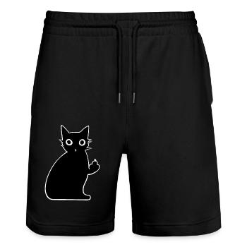 Katzenficken - Stanley/Stella Unisex Bio Joggingshorts Trainer  - Schwarz - Vorne - Nik (191cm) & Marisol (170cm)