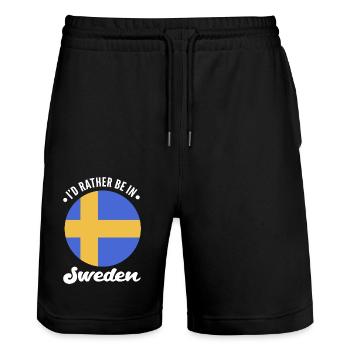 Schweden Schwedisch - Stanley/Stella Unisex Bio Joggingshorts Trainer  - Schwarz - Vorne - Nik (191cm) & Marisol (170cm)