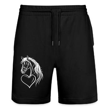 Pferd Herz - Stanley/Stella Unisex Bio Joggingshorts Trainer  - Schwarz - Vorne - Nik (191cm) & Marisol (170cm)