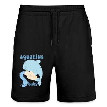 aquarius baby - Stanley/Stella Unisex Bio Joggingshorts Trainer  - Schwarz - Vorne - Nik (191cm) & Marisol (170cm)