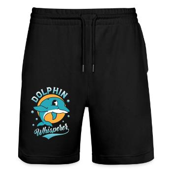 Dolphin Whisperer Biologie marine Vacances à la plage - Short de jogging bio TRAINER Stanley/Stella unisexe - noir - Devant - Nik (191cm) & Marisol (170cm)