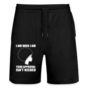 Afro Latina - Stanley/Stella Trainer Unisex Organic Jogging Shorts - black - Front - Nik (191cm) & Marisol (170cm)