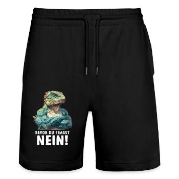 Reptiles Iguane Vert Avant Que Vous Ne Demandiez Non - Short de jogging bio TRAINER Stanley/Stella unisexe - noir - Devant - Nik (191cm) & Marisol (170cm)