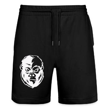 Gorilla Face Animal - Stanley/Stella Trainer Unisex Organic Jogging Shorts - black - Front - Nik (191cm) & Marisol (170cm)