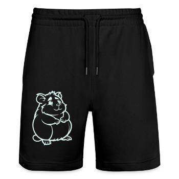 Hamster Comic Animal - Stanley/Stella Trainer Unisex Organic Jogging Shorts - black - Front - Nik (191cm) & Marisol (170cm)