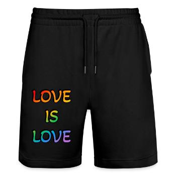 Regenbogen-Liebe ist Liebe - Stanley/Stella Unisex Bio Joggingshorts Trainer  - Schwarz - Vorne - Nik (191cm) & Marisol (170cm)