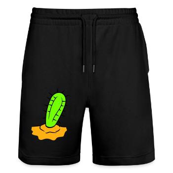 Kaktus Pflanze Stachelig Stacheln Wüsten Kakteen - Stanley/Stella Unisex Bio Joggingshorts Trainer  - Schwarz - Vorne - Nik (191cm) & Marisol (170cm)