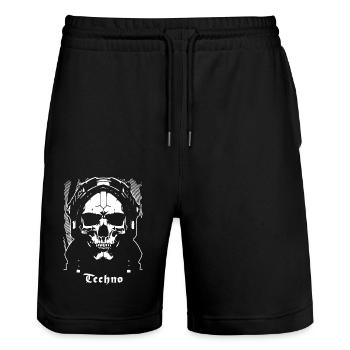 Techno - Stanley/Stella Unisex Bio Joggingshorts Trainer  - Schwarz - Vorne - Nik (191cm) & Marisol (170cm)