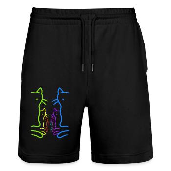 LGBT Chats Arc-en-ciel Chat Drapeau arc-en-ciel - Short de jogging bio TRAINER Stanley/Stella unisexe - noir - Devant - Nik (191cm) & Marisol (170cm)