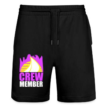 Crew Member Sailing Sun Logo Team Member - Stanley/Stella Trainer Unisex Organic Jogging Shorts - black - Front - Nik (191cm) & Marisol (170cm)