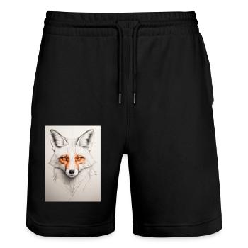 Geometric Fox - Stanley/Stella Trainer Unisex Organic Jogging Shorts - black - Front - Nik (191cm) & Marisol (170cm)