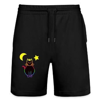 LGBT chat chats chaton arc-en-ciel drapeau - Short de jogging bio TRAINER Stanley/Stella unisexe - noir - Devant - Nik (191cm) & Marisol (170cm)