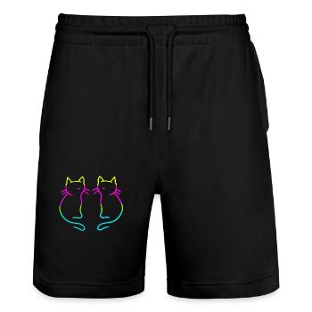 Années 80 Rétro Vintage Chats Arc-en-ciel - Short de jogging bio TRAINER Stanley/Stella unisexe - noir - Devant - Nik (191cm) & Marisol (170cm)