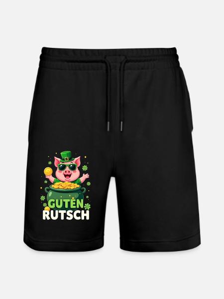 Silvester - Glücksschwein Neujahr - Stanley/Stella Unisex Bio Joggingshorts Trainer - Schwarz