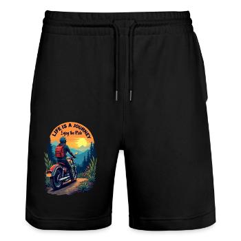 Enjoy The Ride - Stanley/Stella Trainer Unisex Organic Jogging Shorts - black - Front - Nik (191cm) & Marisol (170cm)
