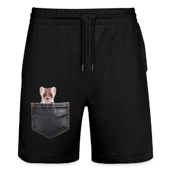 Wiesel - Stanley/Stella Unisex Bio Joggingshorts Trainer  - Schwarz - Vorne - Nik (191cm) & Marisol (170cm)