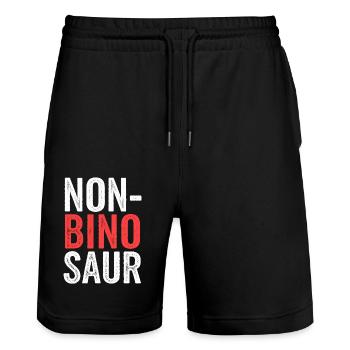 Non-Bino Saur 12 - Stanley/Stella Unisex Bio Joggingshorts Trainer  - Schwarz - Vorne - Nik (191cm) & Marisol (170cm)