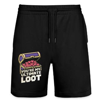 You are my ultimate loot - Stanley/Stella Trainer Unisex Organic Jogging Shorts - black - Front - Nik (191cm) & Marisol (170cm)