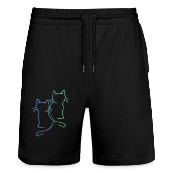 années 80 90 chats chat enfant enfants bébé - Short de jogging bio TRAINER Stanley/Stella unisexe - noir - Devant - Nik (191cm) & Marisol (170cm)