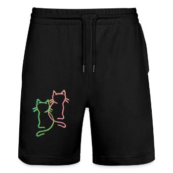 Années 80 Rétro Vintage Chats Chat Chaton Années 90 - Short de jogging bio TRAINER Stanley/Stella unisexe - noir - Devant - Nik (191cm) & Marisol (170cm)