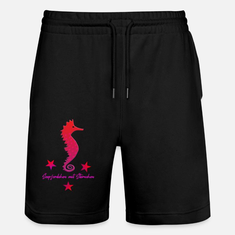 Hippocampe rouge avec rose étoilé - Short de jogging bio TRAINER Stanley/Stella unisexe - noir