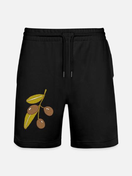 Olive branch brown - Stanley/Stella Trainer Unisex Organic Jogging Shorts - black