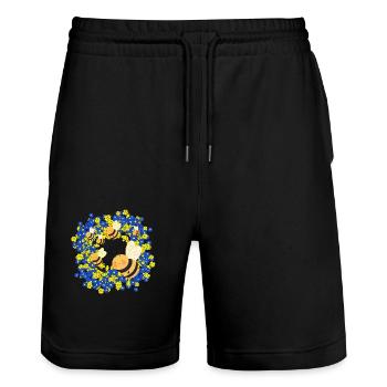 Sommer Bienen Biene Blumen Blüten Insekt - Stanley/Stella Unisex Bio Joggingshorts Trainer  - Schwarz - Vorne - Nik (191cm) & Marisol (170cm)