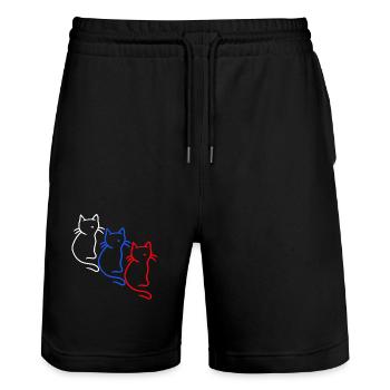 80er 90er Retro Katzen Katze Vintage - Stanley/Stella Unisex Bio Joggingshorts Trainer  - Schwarz - Vorne - Nik (191cm) & Marisol (170cm)