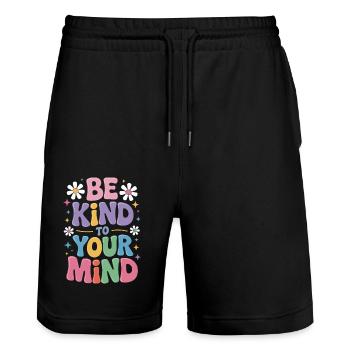 Psychische Gesundheit Mental Health - Stanley/Stella Unisex Bio Joggingshorts Trainer  - Schwarz - Vorne - Nik (191cm) & Marisol (170cm)