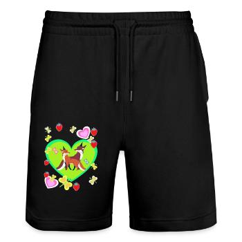 Fuchs Füchse Waldtiere Retro Kind Kinder - Stanley/Stella Unisex Bio Joggingshorts Trainer  - Schwarz - Vorne - Nik (191cm) & Marisol (170cm)