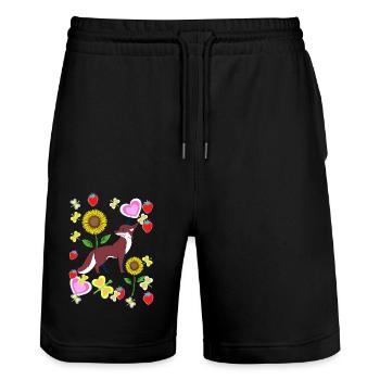 80er Retro Fuchs Füchse Kinder Kind Sommer - Stanley/Stella Unisex Bio Joggingshorts Trainer  - Schwarz - Vorne - Nik (191cm) & Marisol (170cm)