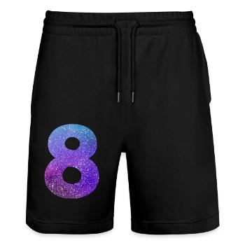 Galaxie Nummer 8 - Stanley/Stella Unisex Bio Joggingshorts Trainer  - Schwarz - Vorne - Nik (191cm) & Marisol (170cm)