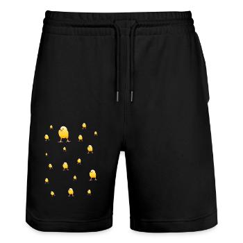 Küken Alarm - Stanley/Stella Unisex Bio Joggingshorts Trainer  - Schwarz - Vorne - Nik (191cm) & Marisol (170cm)