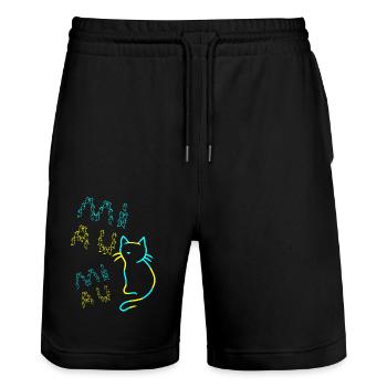 80er 90er Retro Katzen Katze Vintage - Stanley/Stella Unisex Bio Joggingshorts Trainer  - Schwarz - Vorne - Nik (191cm) & Marisol (170cm)