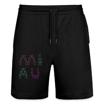 80er 90er Retro Miau Katzen Katze - Stanley/Stella Unisex Bio Joggingshorts Trainer  - Schwarz - Vorne - Nik (191cm) & Marisol (170cm)