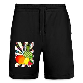 80s Fruit Fruits Fruit Retro Teen - Stanley/Stella Trainer Unisex Organic Jogging Shorts - black - Front - Nik (191cm) & Marisol (170cm)