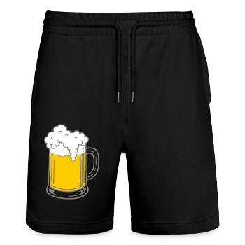 Beer - Stanley/Stella Trainer Unisex Organic Jogging Shorts - black - Front - Nik (191cm) & Marisol (170cm)