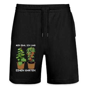 I don't care I have a garden - Stanley/Stella Trainer Unisex Organic Jogging Shorts - black - Front - Nik (191cm) & Marisol (170cm)