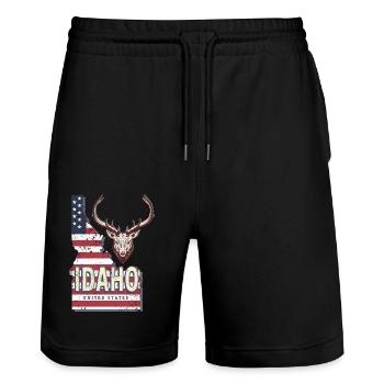 Idaho Vereinigte Staaten Vintage USA Souvenir - Stanley/Stella Unisex Bio Joggingshorts Trainer  - Schwarz - Vorne - Nik (191cm) & Marisol (170cm)
