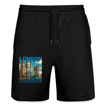 Chemise London Skyline - Short de jogging bio TRAINER Stanley/Stella unisexe - noir - Devant - Nik (191cm) & Marisol (170cm)