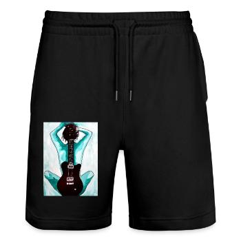 Rock n Roll - Stanley/Stella Unisex Bio Joggingshorts Trainer  - Schwarz - Vorne - Nik (191cm) & Marisol (170cm)