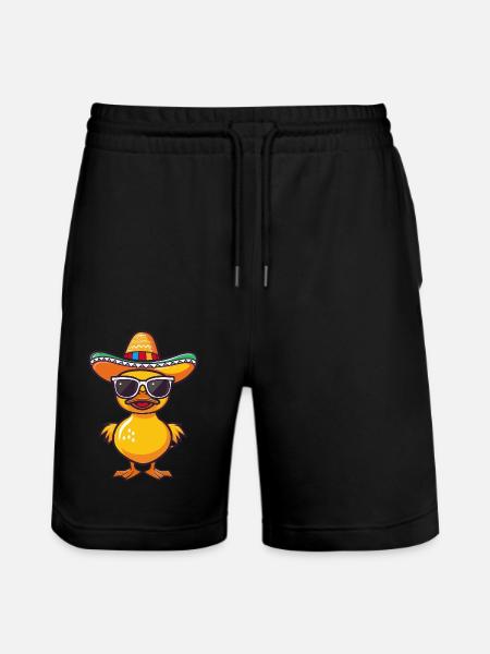 Duck Funny Sombrero - Stanley/Stella Trainer Unisex Organic Jogging Shorts - black