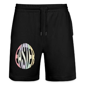 Lapin de Pâques - Logo de Pâques - Short de jogging bio TRAINER Stanley/Stella unisexe - noir - Devant - Nik (191cm) & Marisol (170cm)