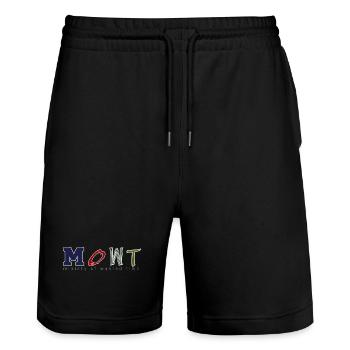 mowt bunt - Stanley/Stella Unisex Bio Joggingshorts Trainer  - Schwarz - Vorne - Nik (191cm) & Marisol (170cm)