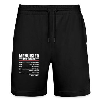 Charpentier Menuisier Humour Cadeau - Short de jogging bio TRAINER Stanley/Stella unisexe - noir - Devant - Nik (191cm) & Marisol (170cm)